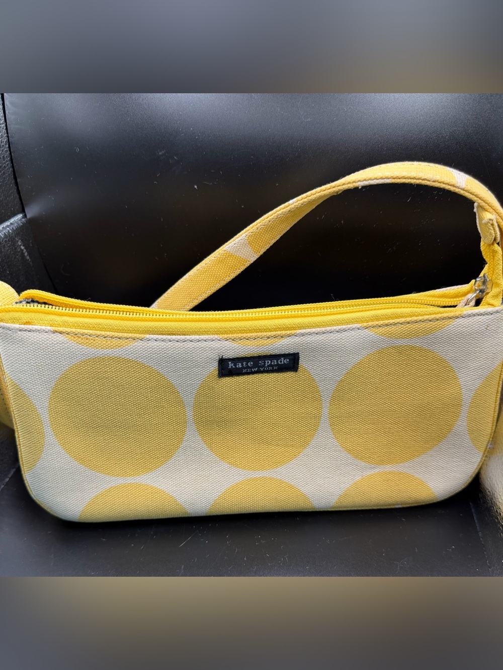 kate spade Yellow and Cream Polka Dot 90’s shoulder bag-Vintage